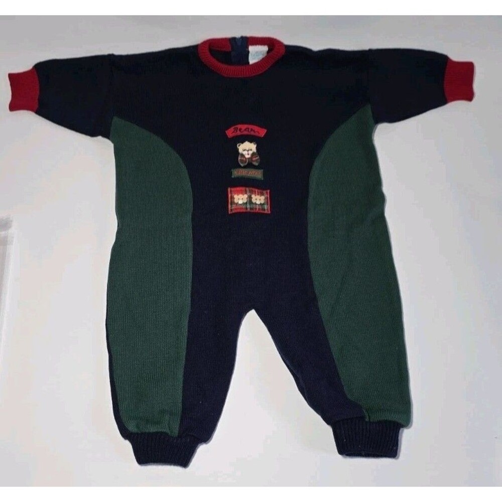 90s Y2K Bright Futures Colorblock Baby’s Bear Friends Zipper One Piece Size 12mo